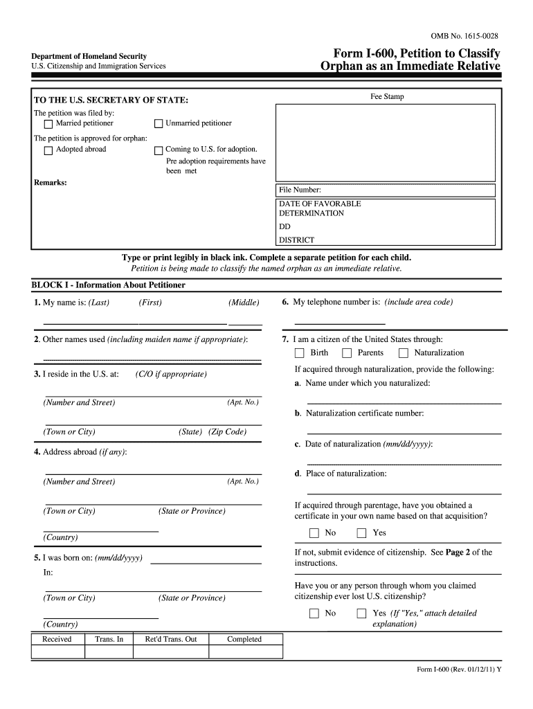 I 600 Form to Print