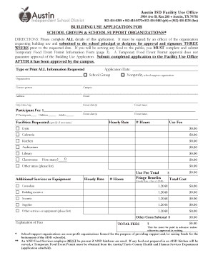 Aisd Building Use Application Form