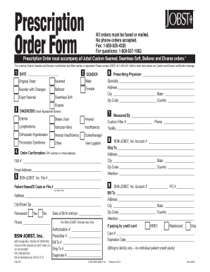 Compression Stocking Prescription Form