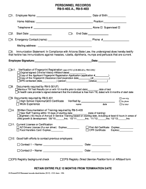 Personnel Recordsr9 5 402 a R9 5 403  Form