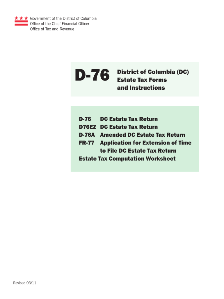 Dc Estate Tax Return Instructions Form