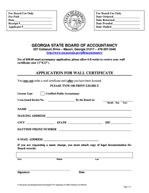 Cpa Wall Certificate  Form