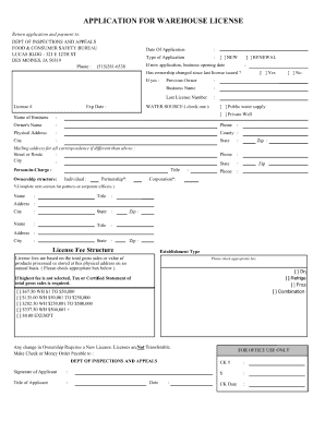 Iowa Dia Warehouse Form