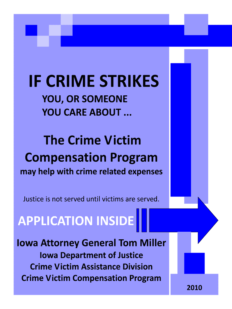 APPLICATION for CRIME VICTIM COMPENSATION  State of Iowa  Iowa  Form