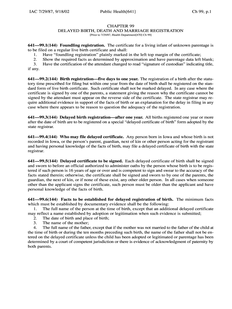 Ch 99, P 1 Public Health 641 IAC 72987, 91802 CHAPTER 99    Legis Iowa  Form