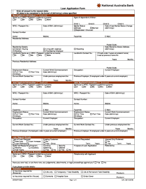 Loan Application Form National Australia Bank