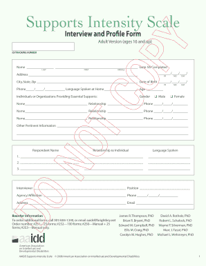 Supports Intensity Scale Interview and Profile Form