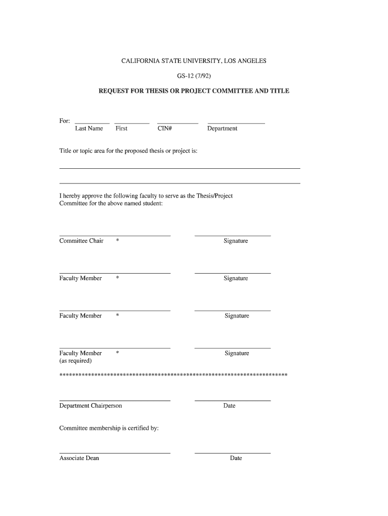 Form GS 12  California State University, Los Angeles  Calstatela