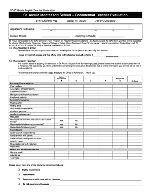 Montessori Assessment Checklist  Form