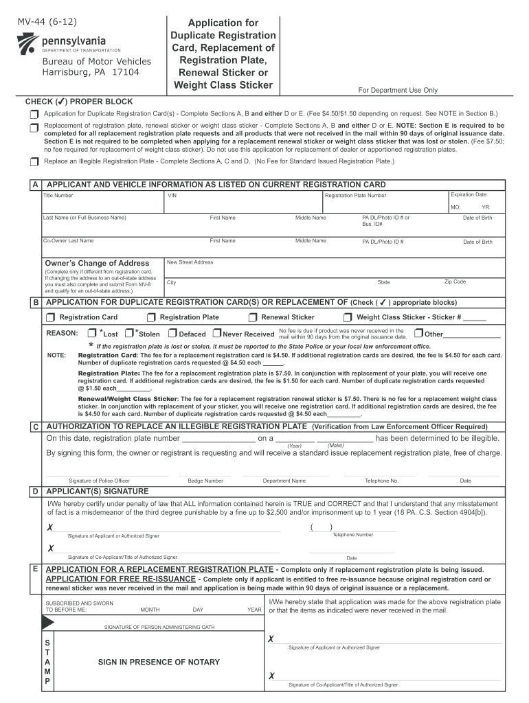  Pa Car Registration Renewal Online Form 2015