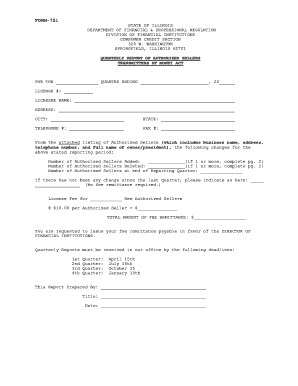 TOMA Quarterly Report Illinois Department of Professional  Form