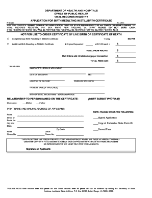 Stillborn Certificate of Death  Form