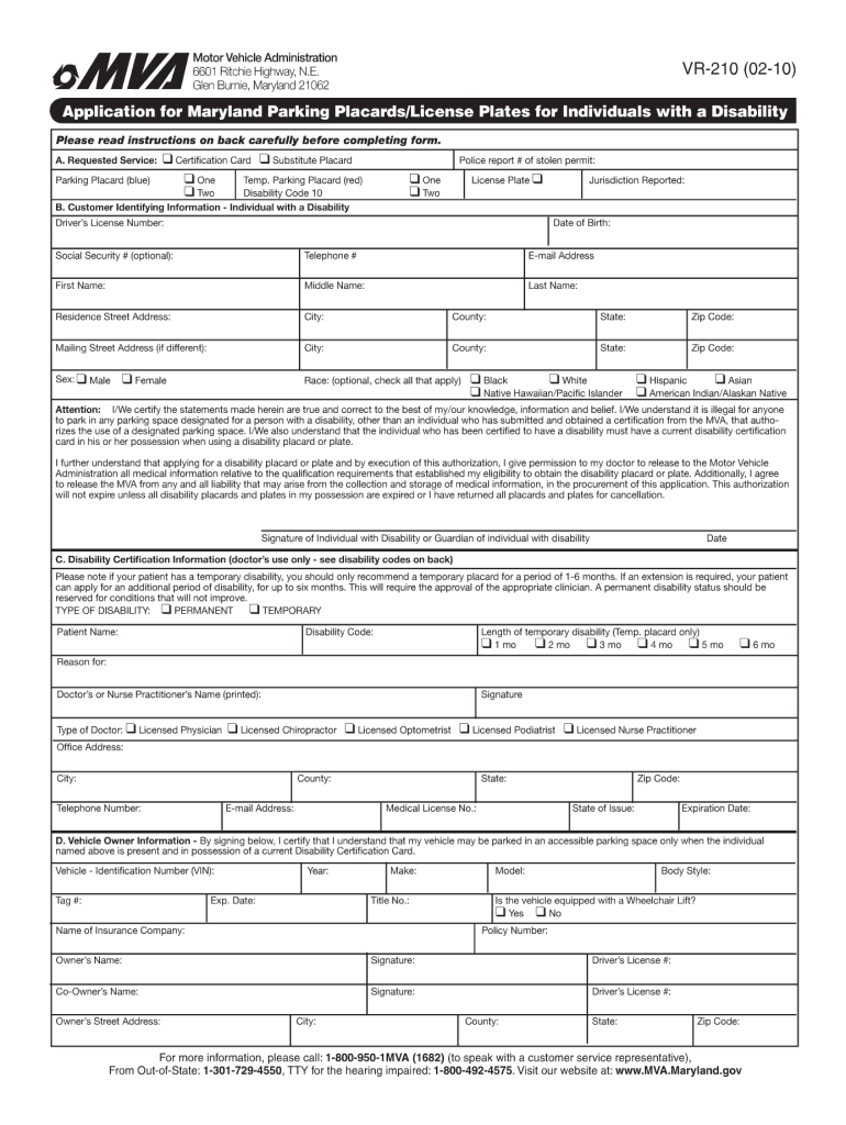  Vr210 Form 2018