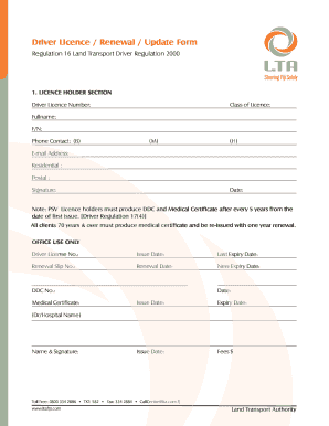 Driver Licence Renewal Update Form Land Transport Authority