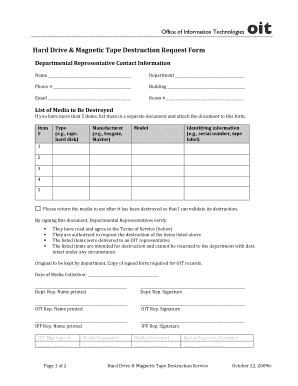 Hard Drive Disposal Form