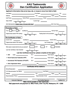 Dan Certificate  Form