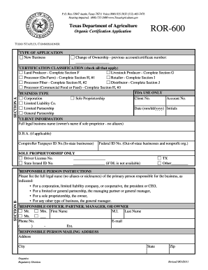 Ror 600 Form