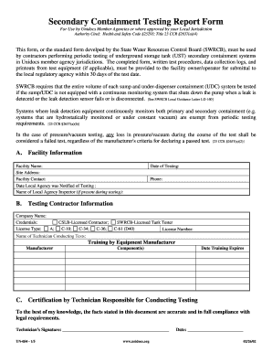  Secondary Containment Testing Report Form Unidocs Unidocs 2002