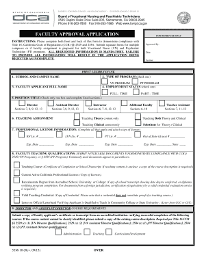  Bvnpt Faculty Fillable Application 2013