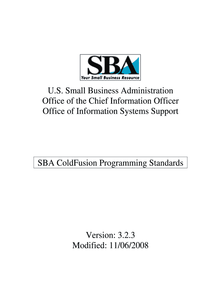 Sba Coldfusion Programming Standards Form