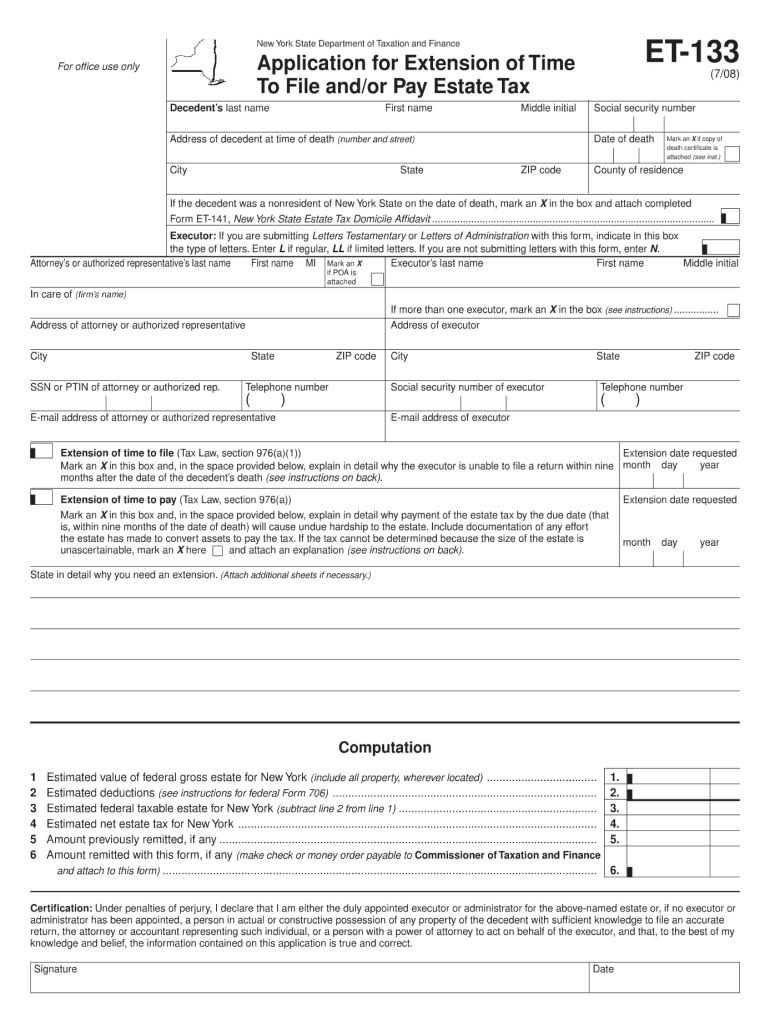  Nys Estate Tax Extension Form 2019
