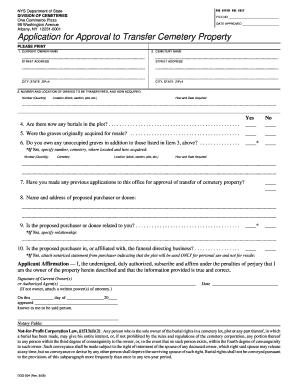 Transfer Form for Cemetery