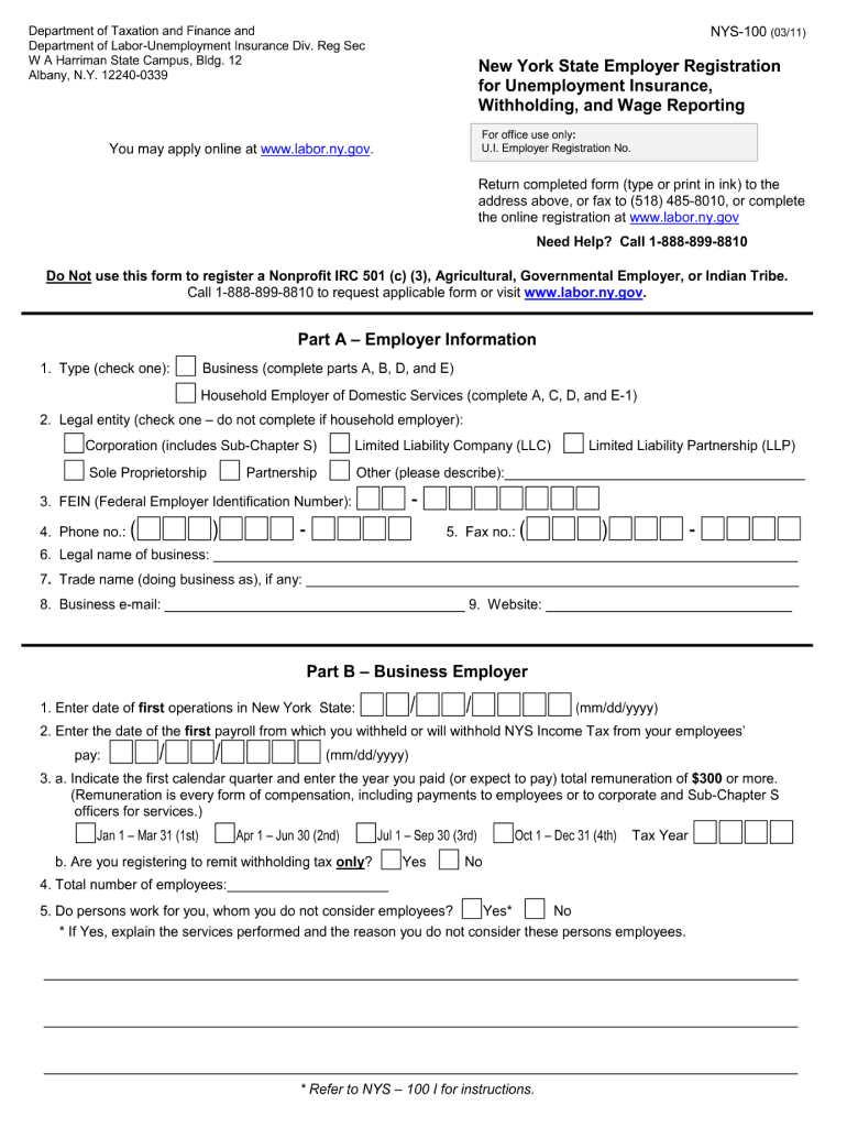  Nys 100 Form 2013