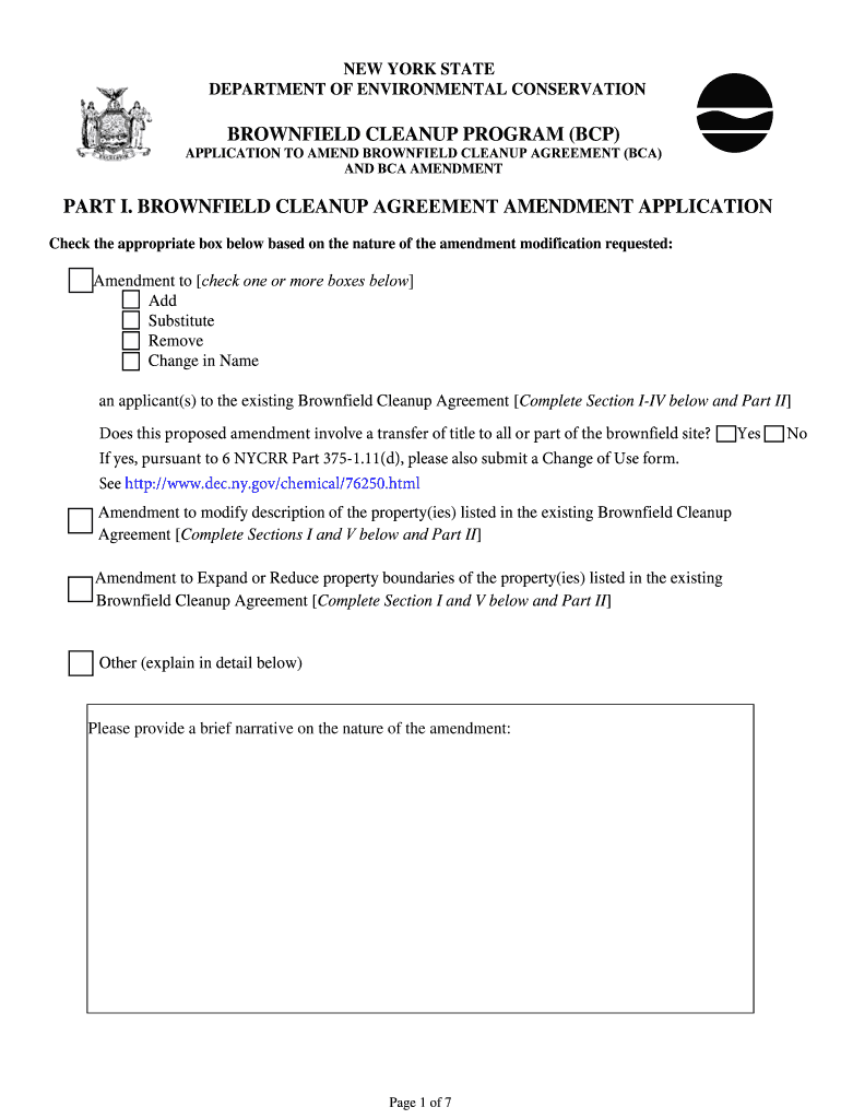 BCP Application Amendment for a Change in Party Dec Ny  Form