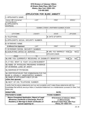Nys Blind Annuity  Form