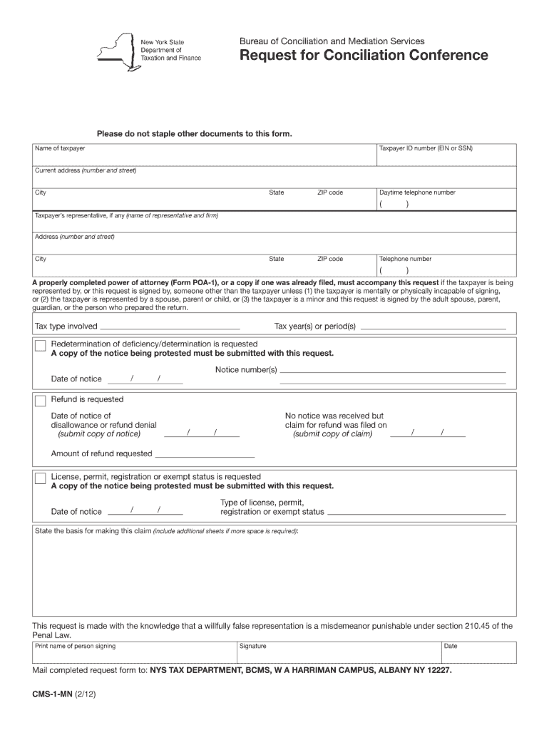  Ny Tax Form Cms 1 2020