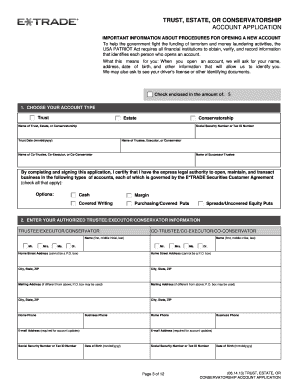 Etrade Estate Account Application  Form