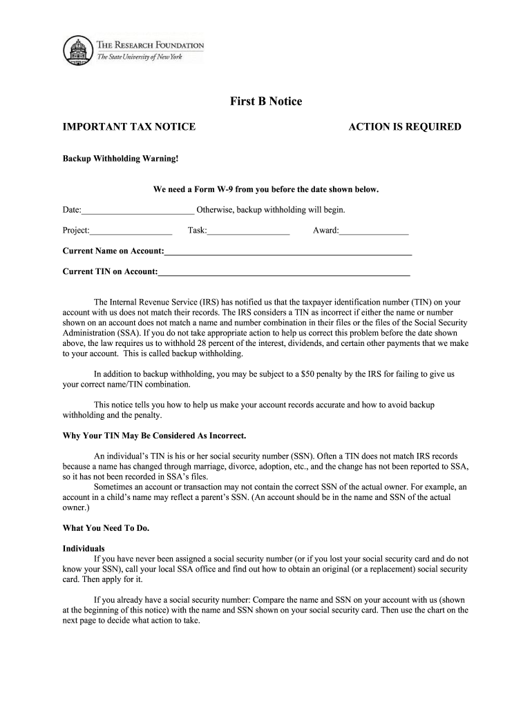 B Notice Template  Form