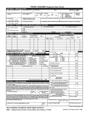 Travel Vouchers for Temporary Duty Form