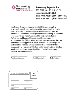 Screening Reports Inc729 N Route 83 Suite 321 Form