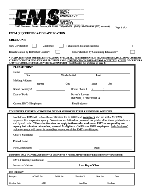 Emt Application  Form