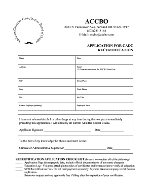 Accbo Oregon  Form