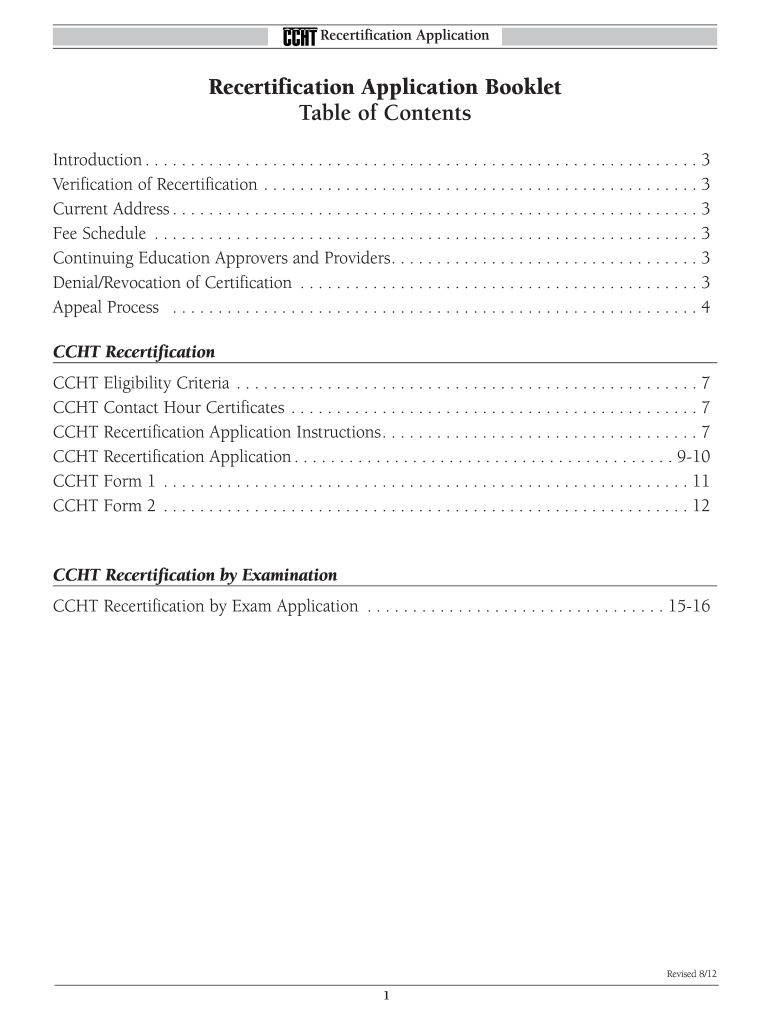  Ccht Recertification Form 2012
