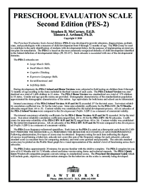 Preschool Evaluation Scale  Form