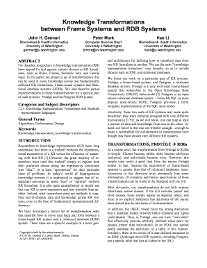 Knowledge Transformations between Frame Systems and RDB Sigpubs Biostr Washington