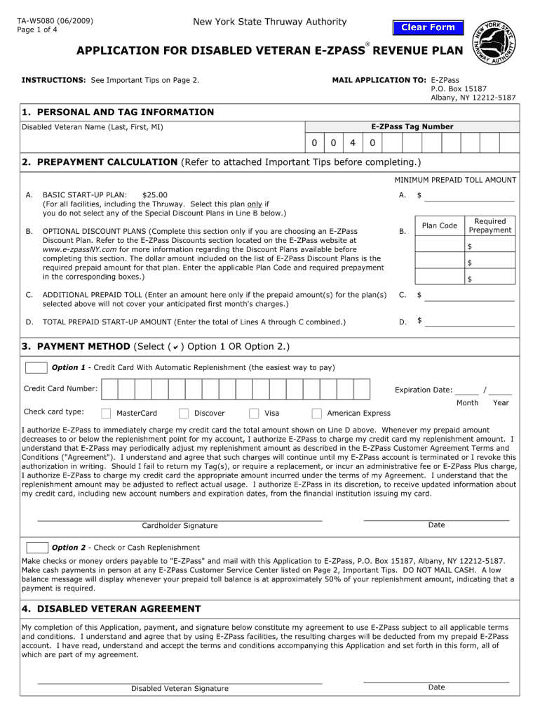  Easy Pass Application 2009