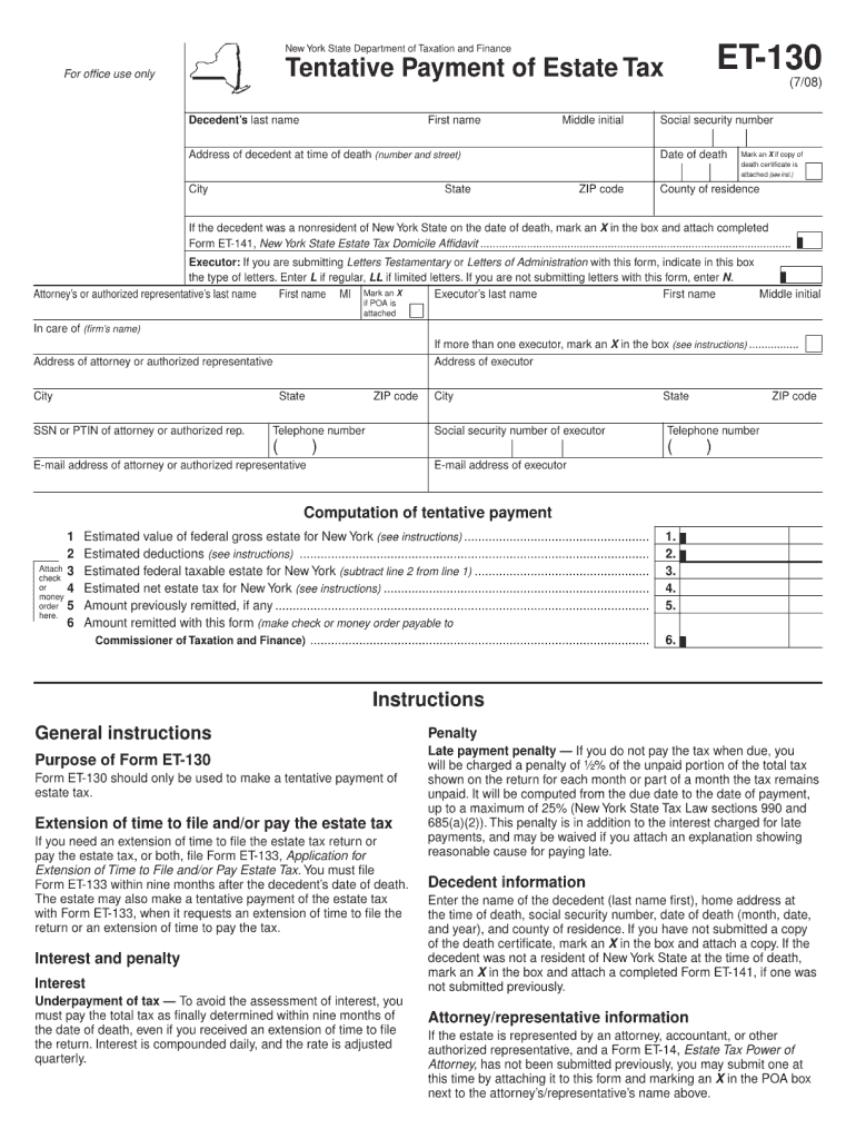  Ny Form Et 130 Fill in Form 2019