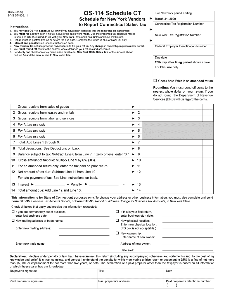 0309 NYS ST 809  Tax Ny  Form