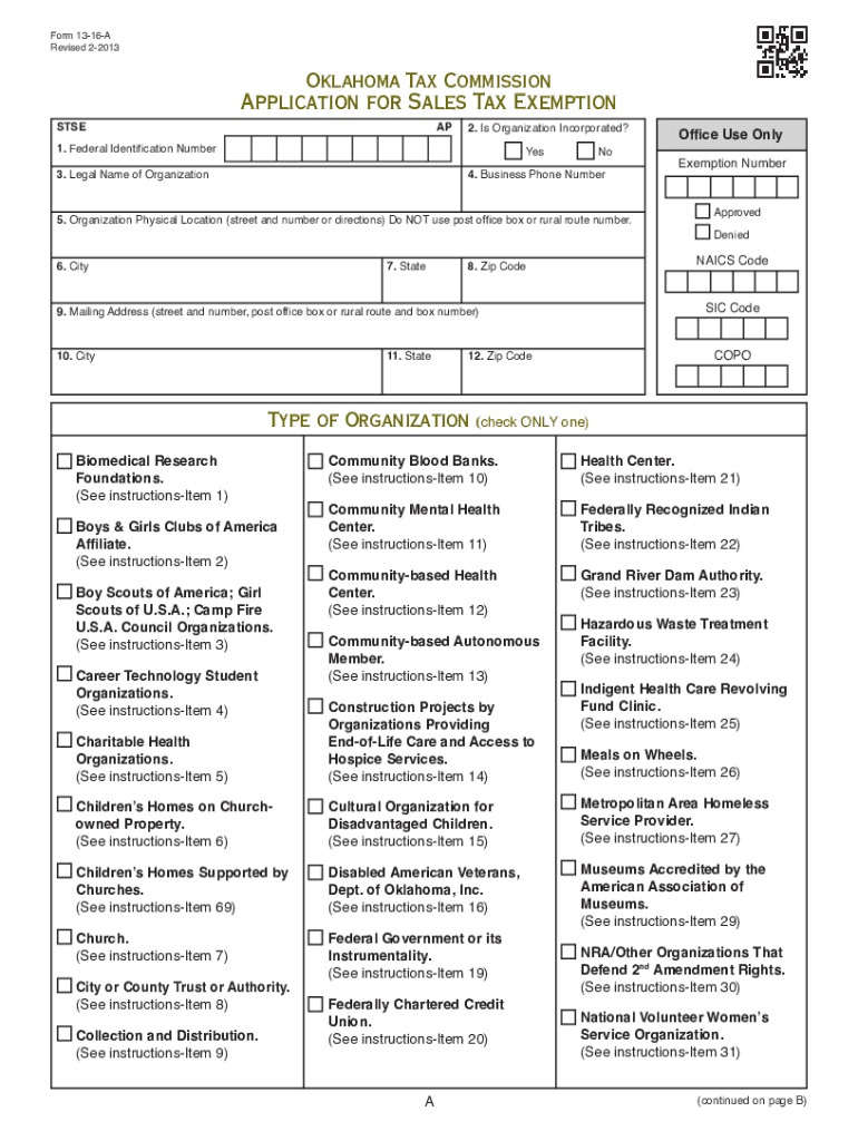  Oklahoma Tax Exempt Form PDF 2013-2024