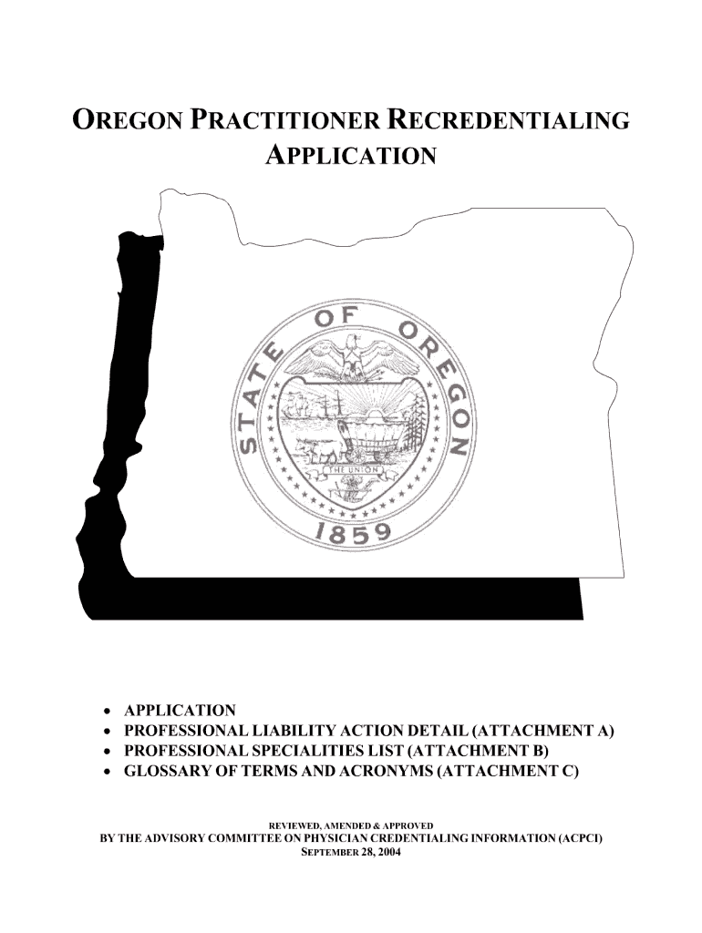  Oregon Practitioner Recredentialing Application Form 2012