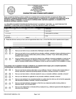 Substitute Teaching Certificate OSPI I  Form