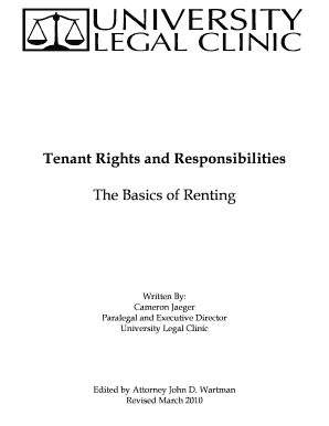 Tenant Rights and Responsibilities the Basics of Renting  Form