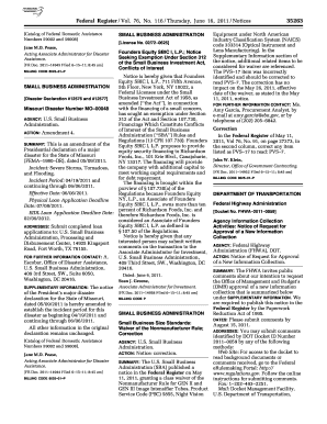 116 Thursday, June 16, Notices Catalog of Federal Domestic Assistance Numbers 59002 and 59008 SMALL BUSINESS ADMINISTRATION Lice  Form