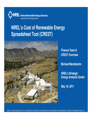 NRELs Cost of Renewable Energy  Form