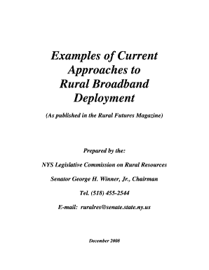 Examples of Current Approaches to Rural Broadband Deployment Nysenate  Form