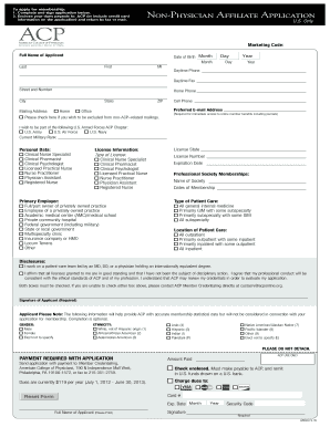 Non Physician Affiliate Application Acponline  Form